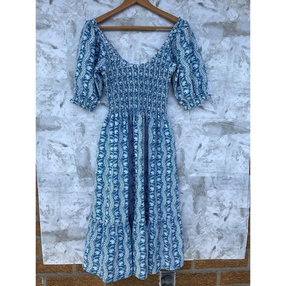 Hill House The Louisa Nap Blue Trailing Vine Crepe Midi Dress size small - Picture 4 of 9